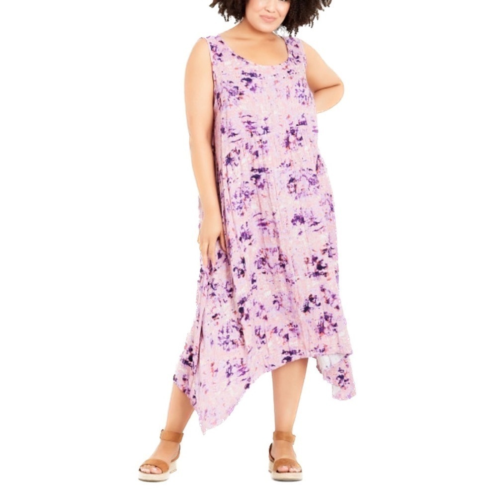 EVANS 14W-18W Pink Tie Dye Kaylee Crush Dress L20.10